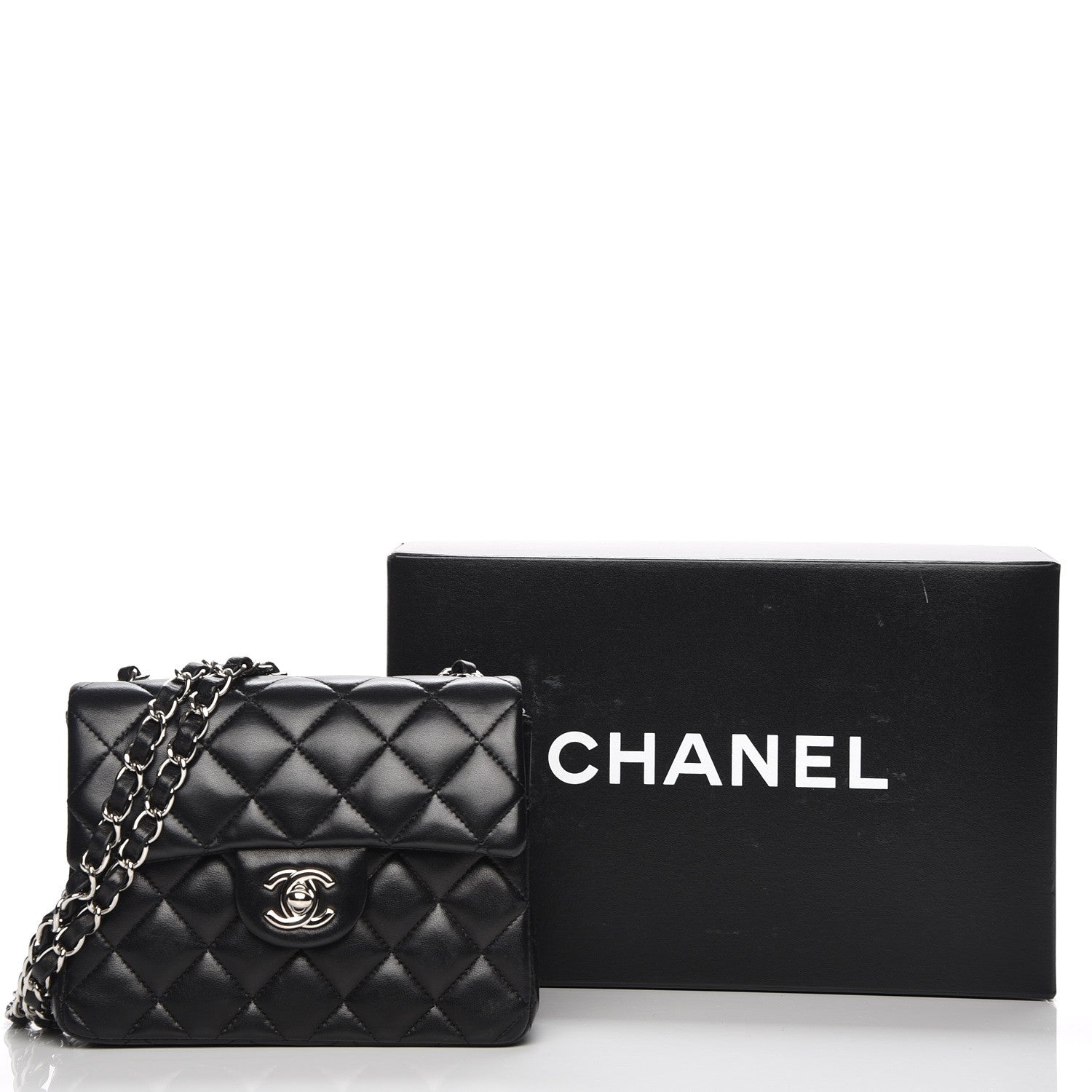 Chanel Lambskin Quilted Mini Square Flap Black 8 of 8