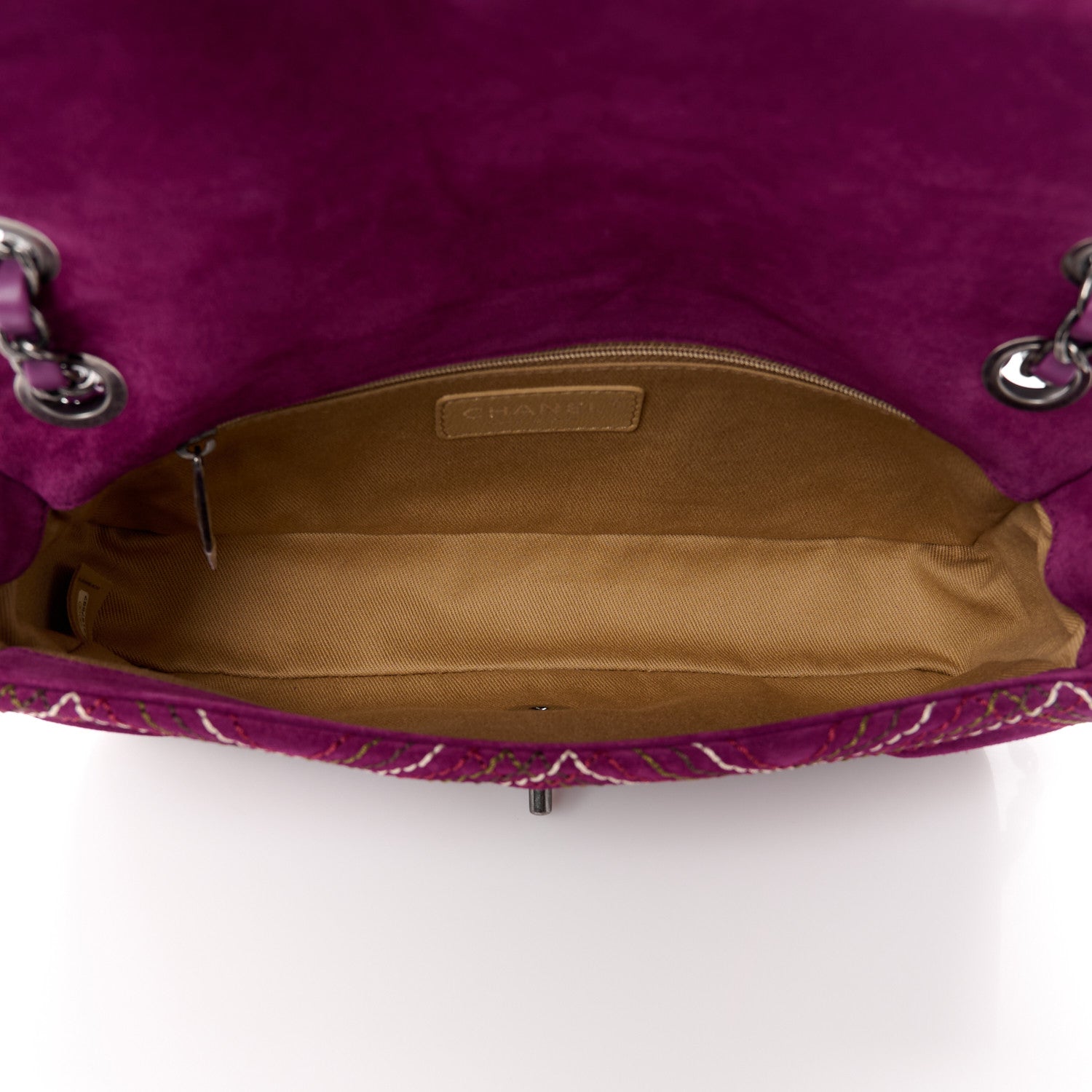 Chanel Suede Stitched Medium Saltire Single Flap Purple 5 of 11