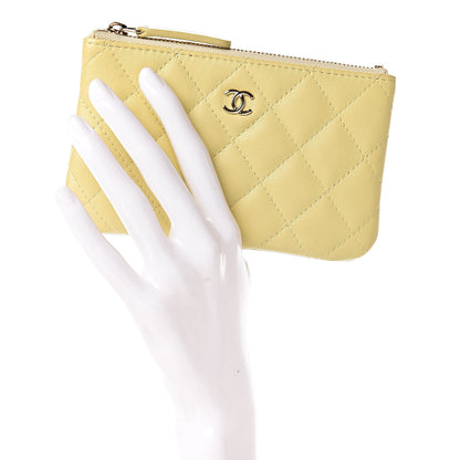 Chanel Lambskin Quilted Small Cosmetic Case Yellow 2 of 10