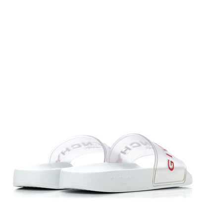 Givenchy Rubber Logo Womens Pool Slide Sandals 38 White Red 3 of 4