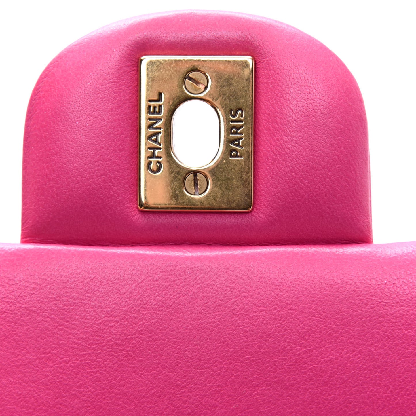 Lambskin Chevron Quilted Mini Rectangular Flap Fuchsia