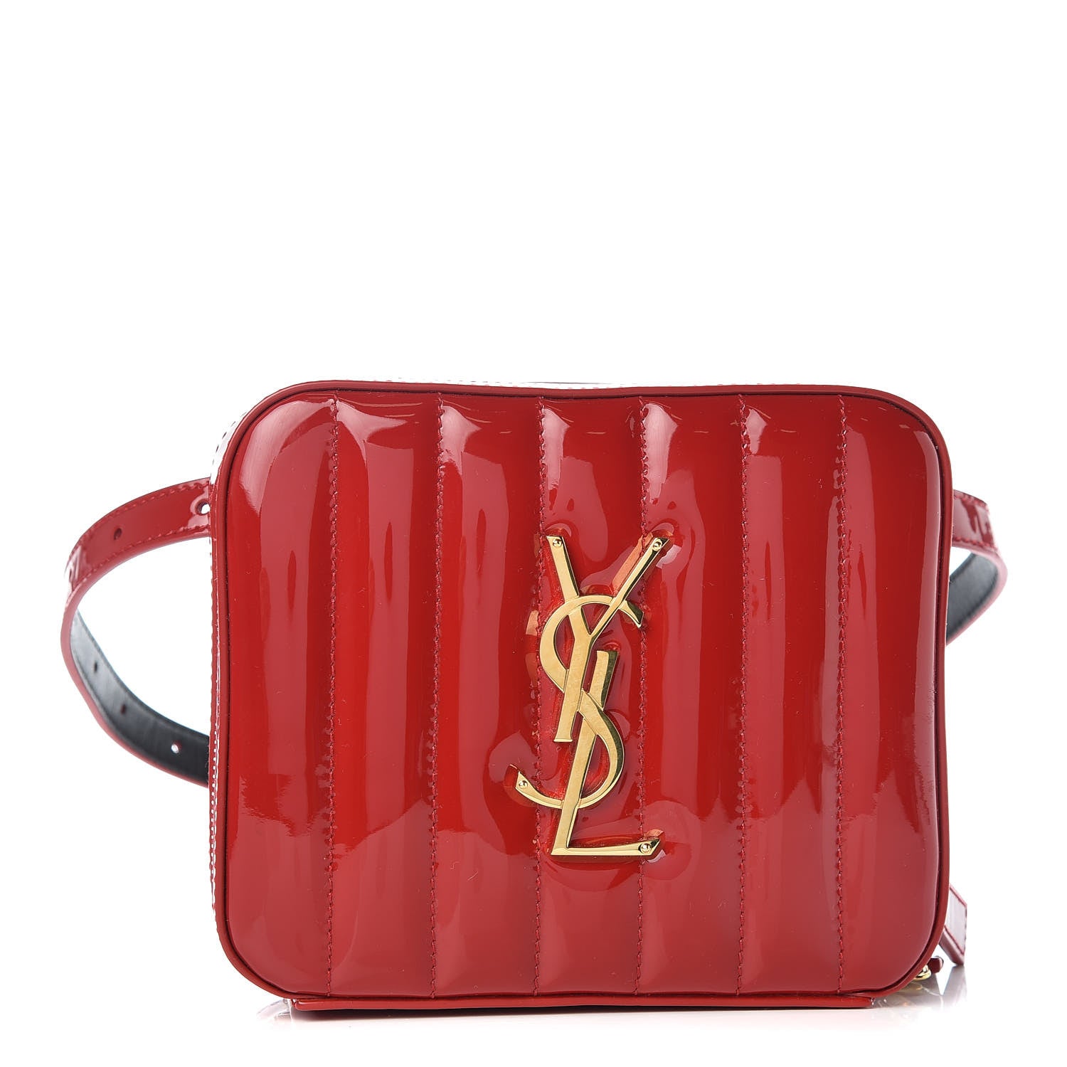 Saint Laurent Patent Matelasse Vicky Monogram Belt Bag Red 1 of 9