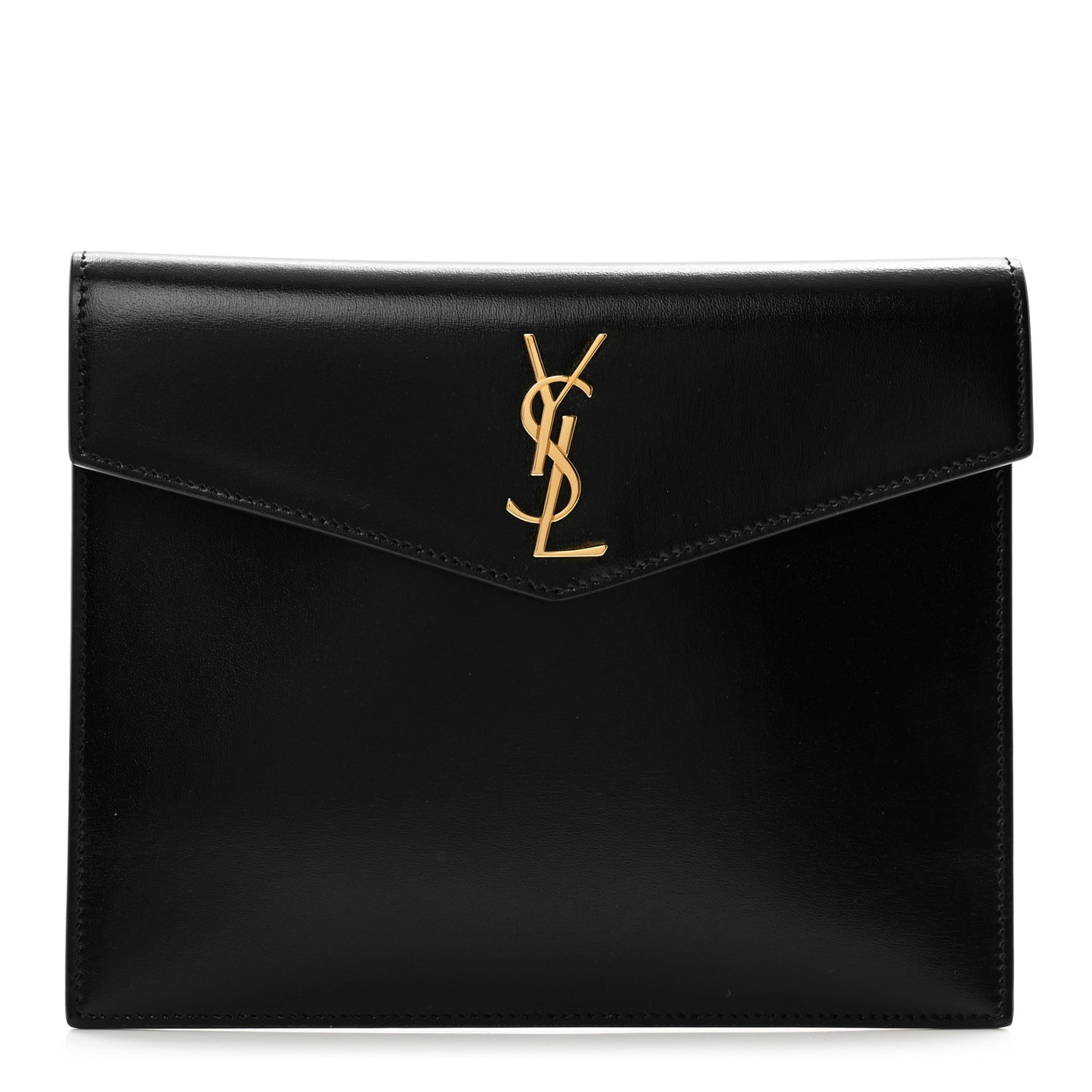 Smooth Shiny Calfskin Monogram Uptown Baby Pouch Black