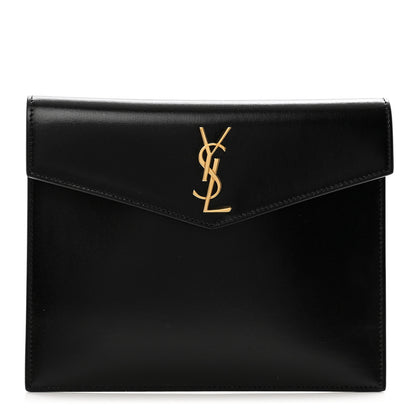 Saint Laurent Smooth Shiny Calfskin Monogram Uptown Baby Pouch Black 1 of 7