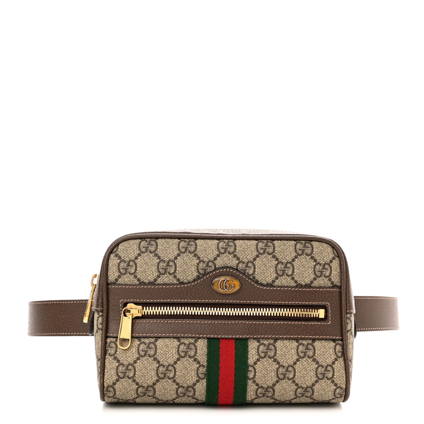 GG Supreme Monogram Web Small Ophidia Belt Bag 85 34 Dark Brown