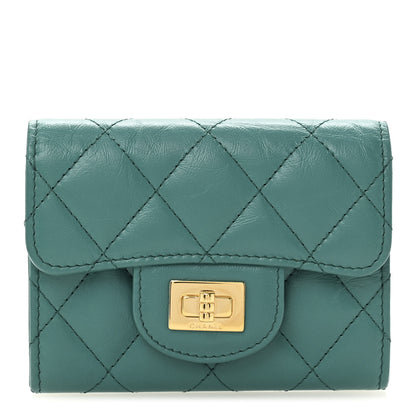 Chanel Aged Calfskin Quilted Reissue Card Holder Wallet Green 1 of 9