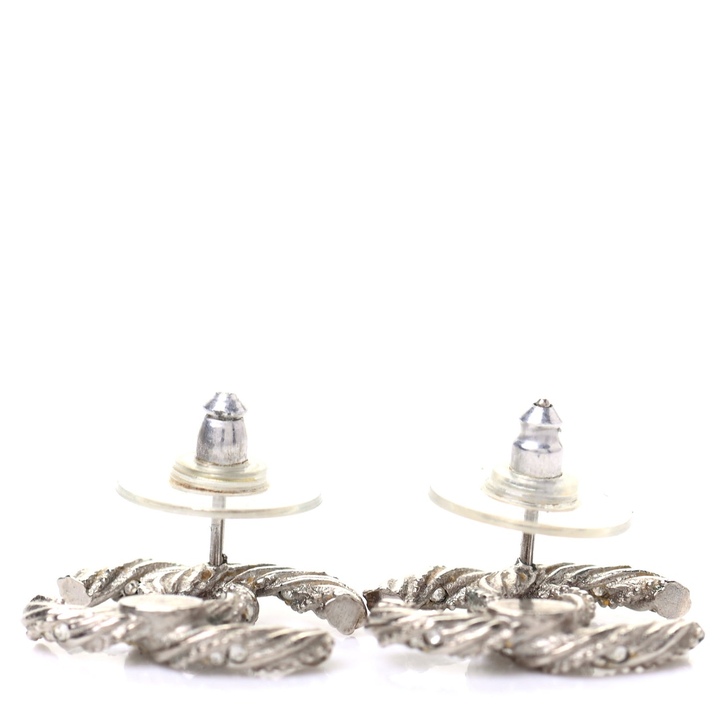 Crystal Twisted CC Earrings Silver