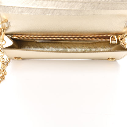 Prada Metallic Saffiano Metal Phone Wristlet Crossbody Wallet Platino 4 of 9