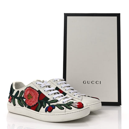 Gucci Calfskin Web Floral Embroidered Womens Ace Sneakers 35.5 White 9 of 9
