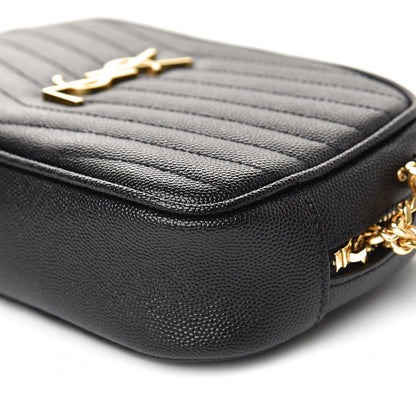 Saint Laurent Grain De Poudre Matelasse Monogram Mini Lou Camera Bag Black 9 of 10