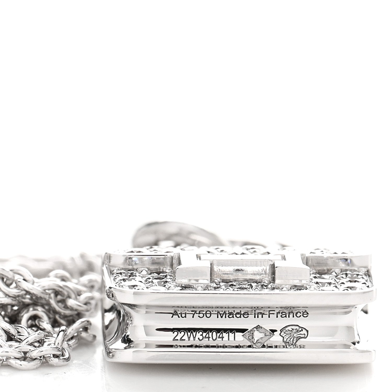 Hermes 18K White Gold Diamond Constance Amulettes Pendant Necklace 4 of 5