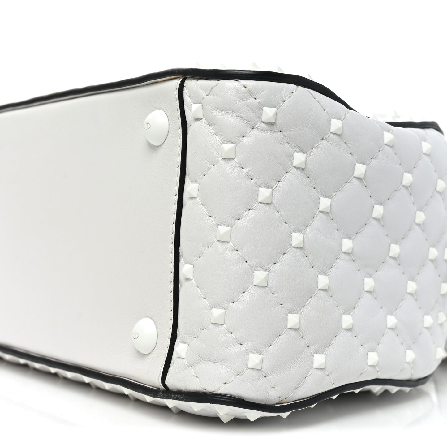 Lambskin Free Rockstud Spike Bowling Bag White