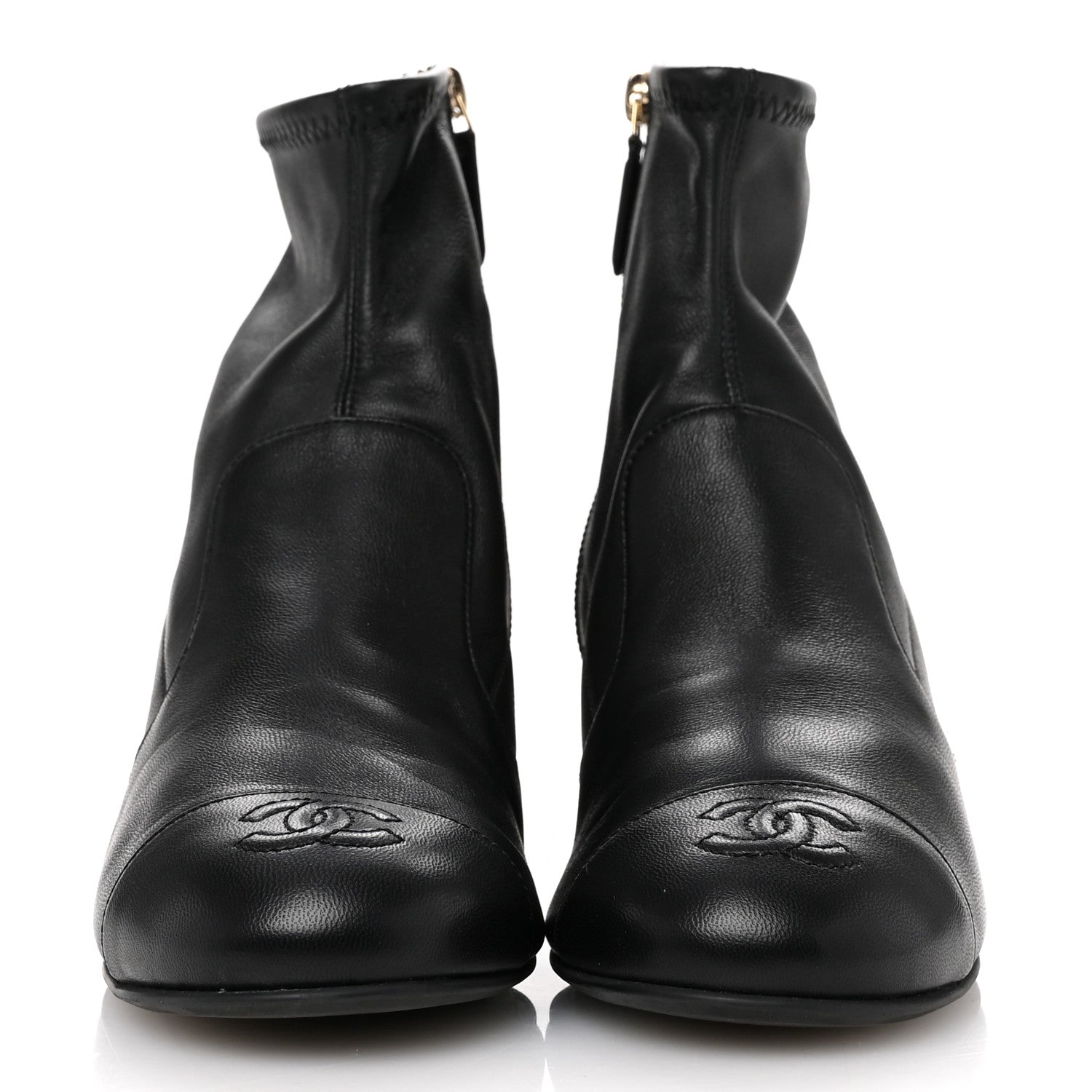 Chanel Stretch Lambskin Cap Toe CC Short Boots 37 Black 3 of 10