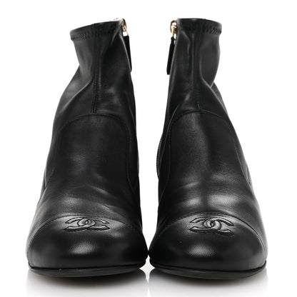 Chanel Stretch Lambskin Cap Toe CC Short Boots 37 Black 3 of 10