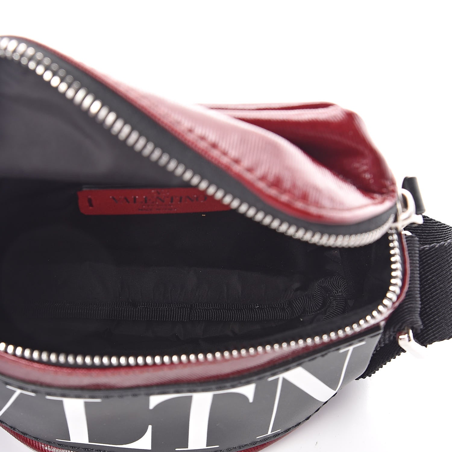 Valentino Garavani Shiny Coated Canvas VLTN Crossbody Dark Red 5 of 9