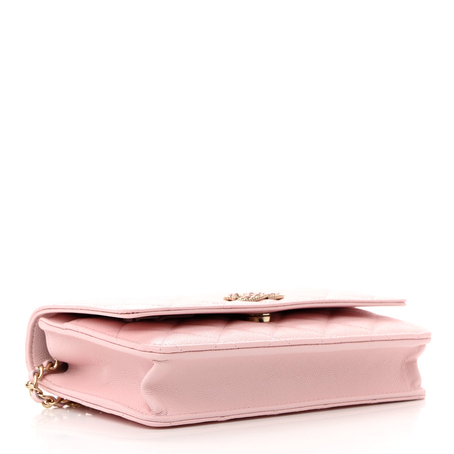 Chanel Caviar Quilted Crystal CC Wallet On Chain WOC Light Pink 4 of 11