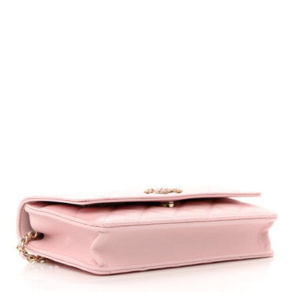 Chanel Caviar Quilted Crystal CC Wallet On Chain WOC Light Pink 4 of 11