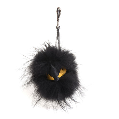 Fendi Vitello Elite Fox Fur Fusto Monster Bag Bug Charm Black Yellow 1 of 4