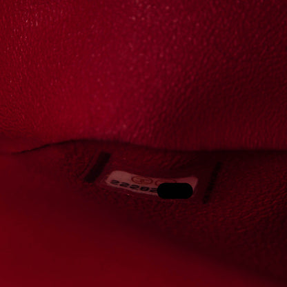 Chanel Caviar Chevron Quilted Jumbo Double Flap Red 8 of 8