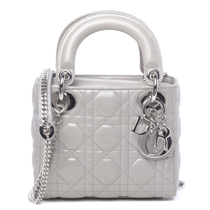 Christian Dior Metallic Lambskin Cannage Mini Lady Dior Silver 1 of 10