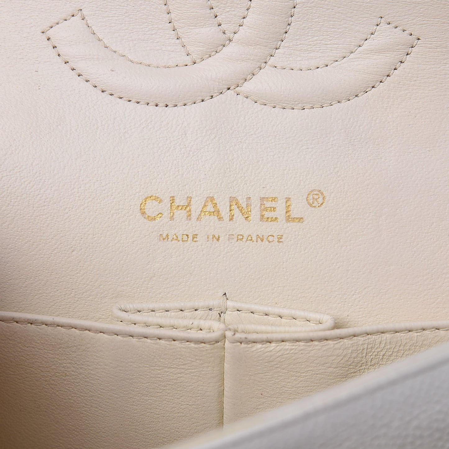 Caviar Quilted Medium Double Flap White
