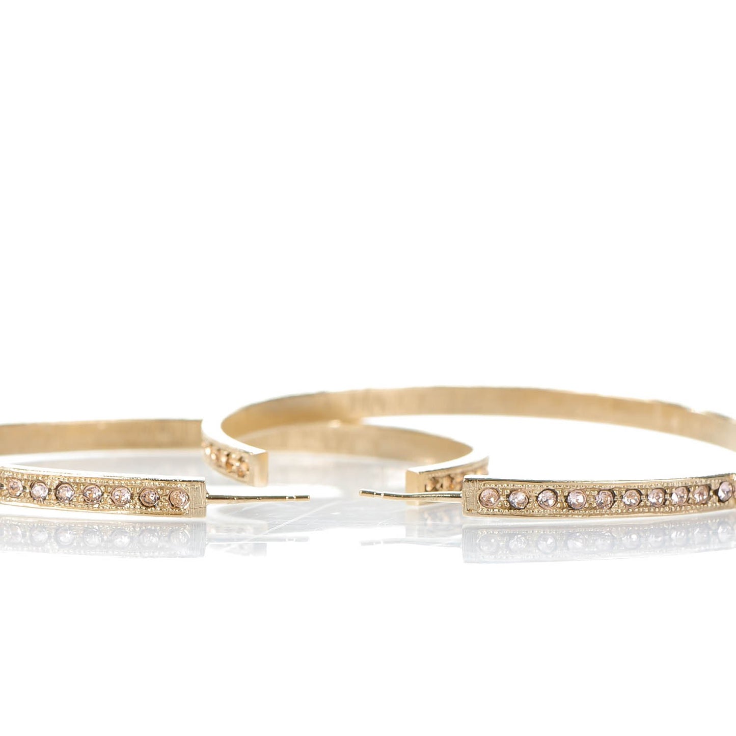 Crystal CC Hoop Earrings Pale Pink Gold