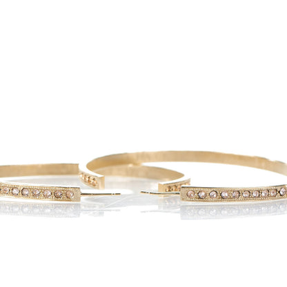 Chanel Crystal CC Hoop Earrings Pale Pink Gold 4 of 6