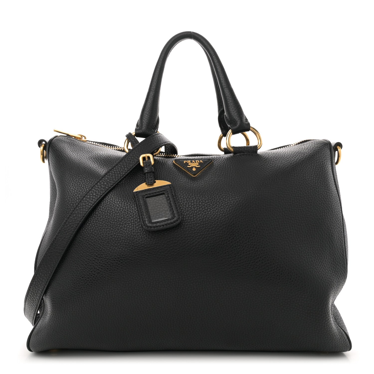 Prada Vitello Daino Bauletto Tote Black 1 of 11