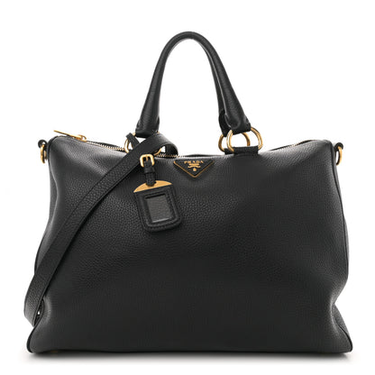 Prada Vitello Daino Bauletto Tote Black 1 of 11