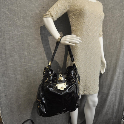 Jimmy Choo Patent Leather Ring Hobo Black 2 of 9