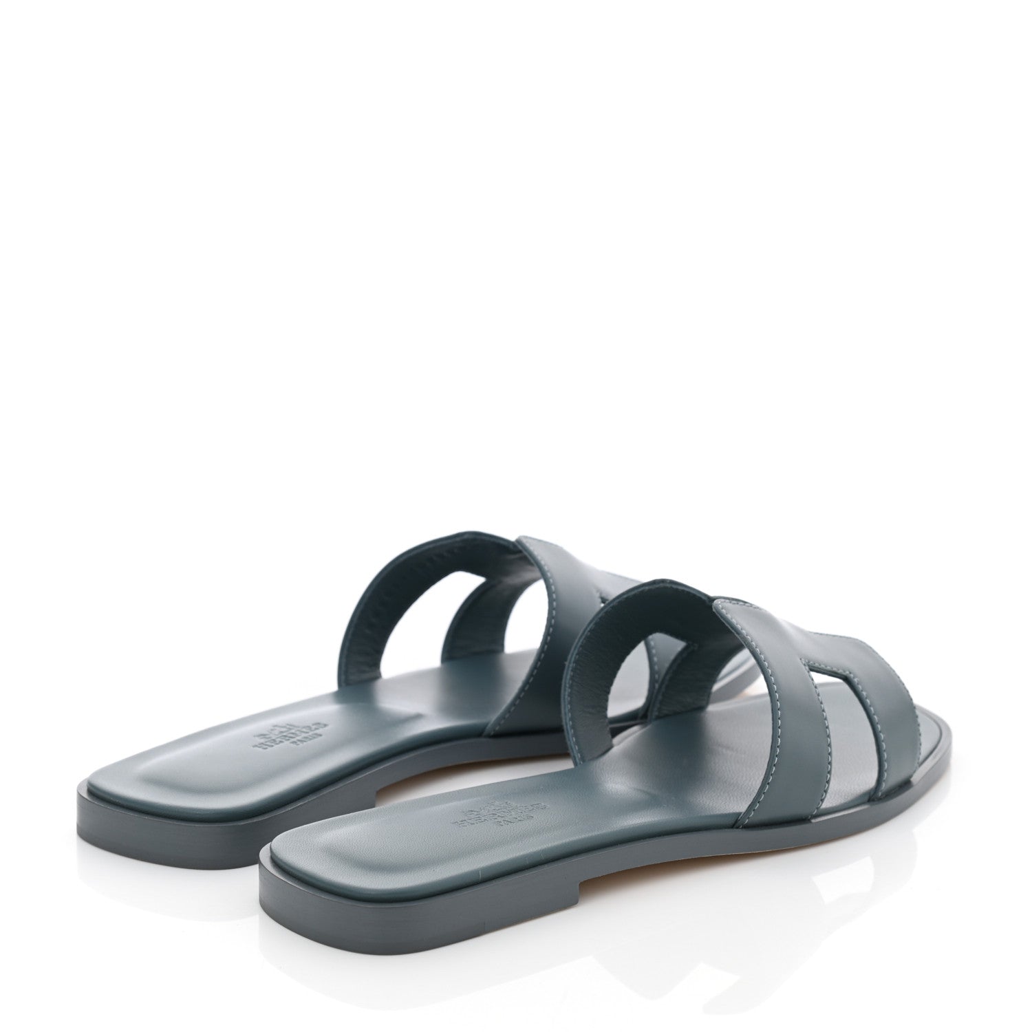 Hermes Box Calfskin Oran Sandals 38 Bleu Pinede 4 of 9