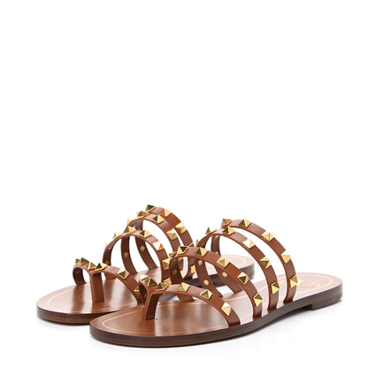 Valentino Garavani Calfskin Rockstud Flair Flat Thong Sandals 36 Selleria 3 of 8
