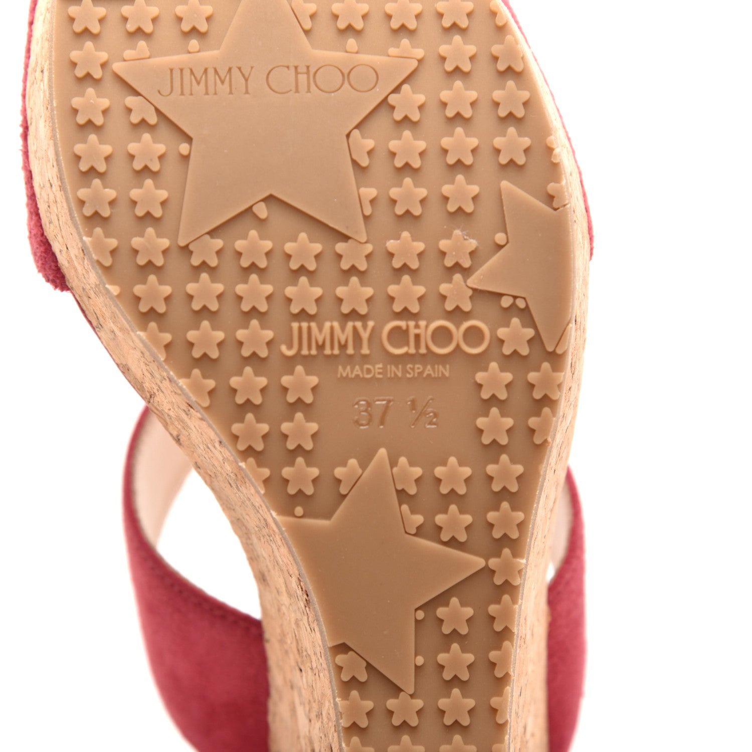 Jimmy Choo Suede Parker Wedge Sandals 37.5 Dahlia 6 of 9