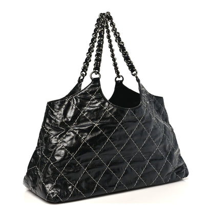 Chanel Glazed Goatskin Double Contrast Stitch Tote Black 3 of 10