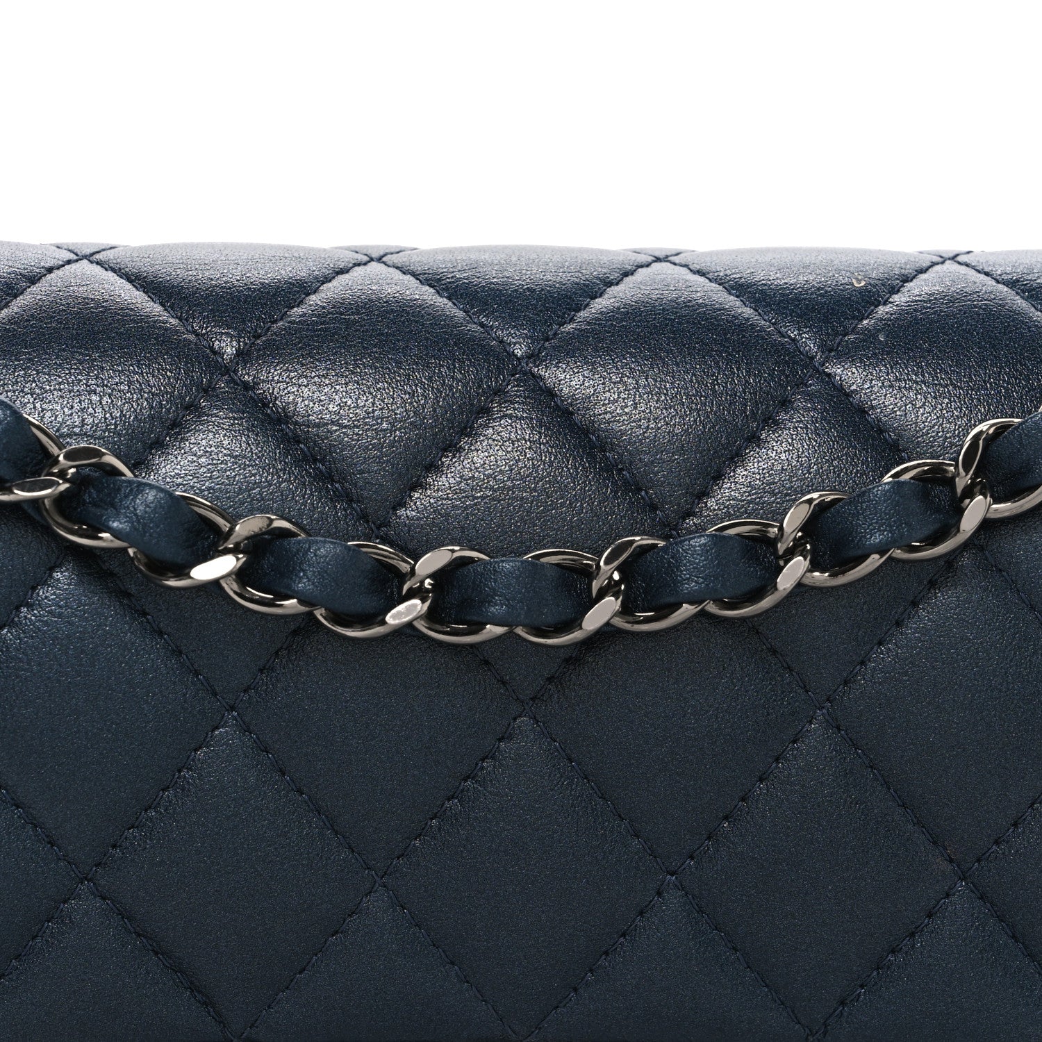 Chanel Iridescent Lambskin Quilted Small Double Flap Dark Blue 8 of 11