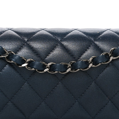 Chanel Iridescent Lambskin Quilted Small Double Flap Dark Blue 8 of 11