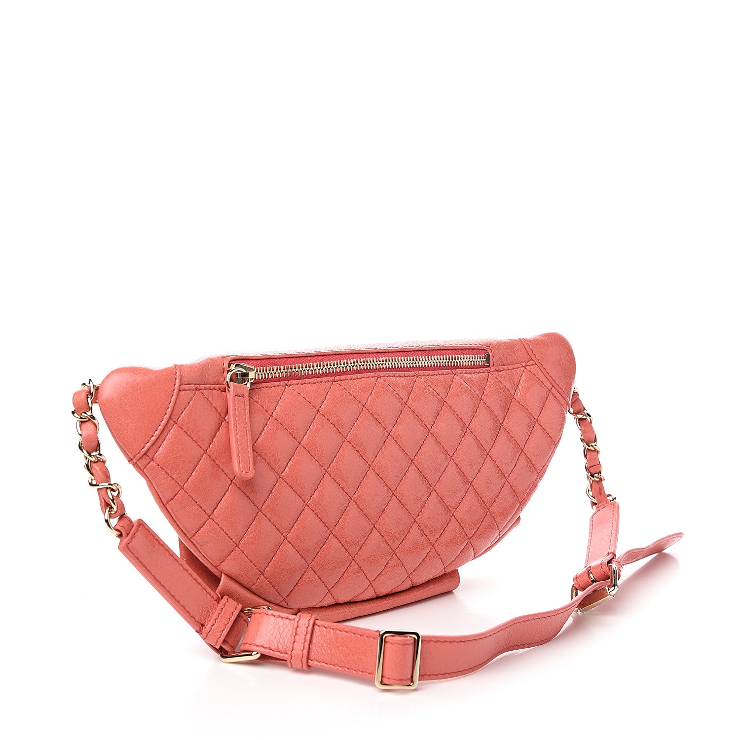 Chanel Crumpled Glazed Lambskin Quilted Waist Bag Fanny Pack Pink 2 of 9