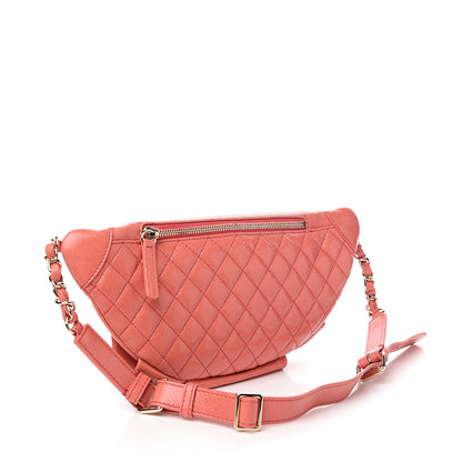 Chanel Crumpled Glazed Lambskin Quilted Waist Bag Fanny Pack Pink 2 of 9