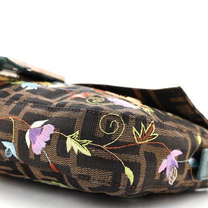 Fendi Zucca Lizard Embroidered Baguette Tobacco Blue Multicolor 9 of 12