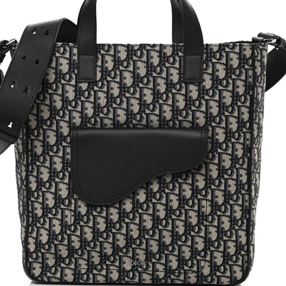 Christian Dior Oblique Saddle Tote Beige Black 9 of 11