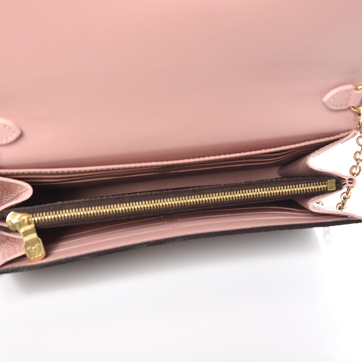 Louis Vuitton Damier Ebene Croisette Chain Wallet Rose Ballerine 5 of 8
