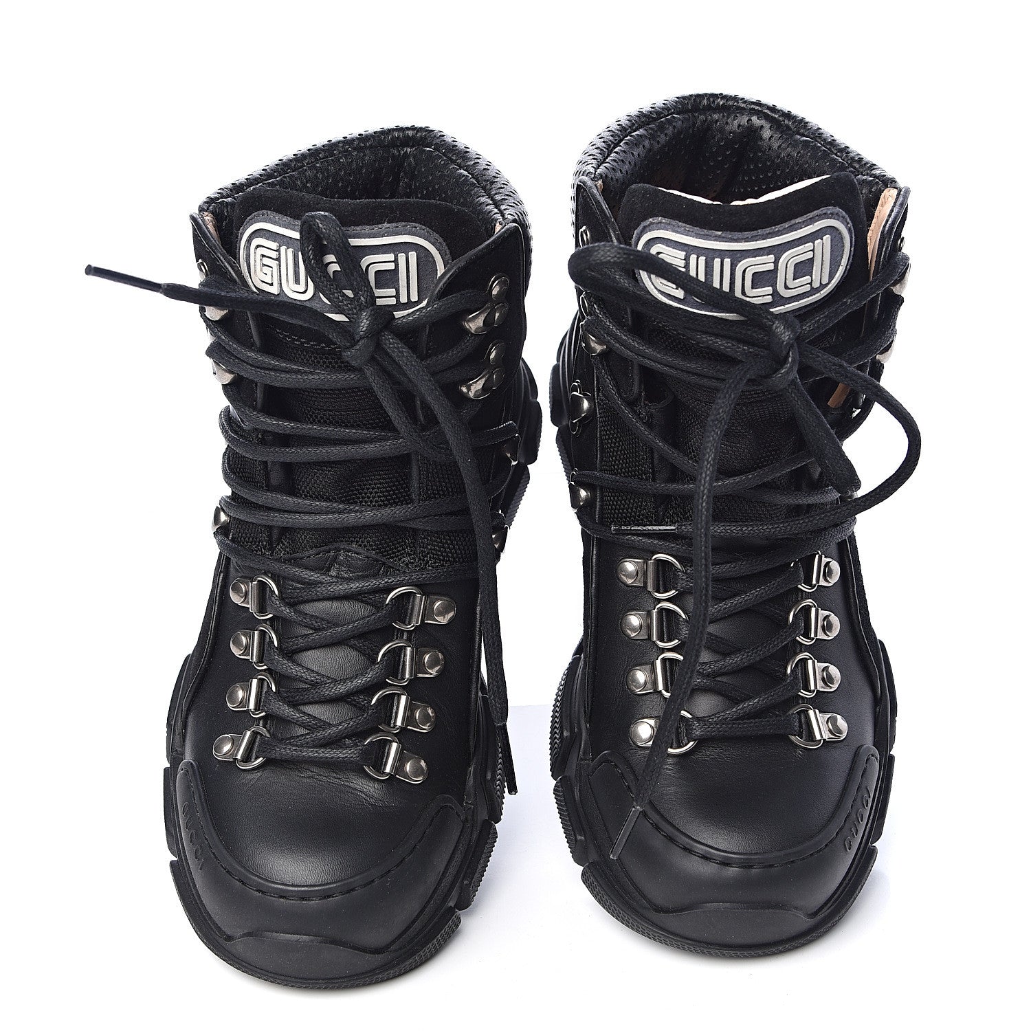 Gucci X SEGA Calfskin Suede Technical Canvas Womens Flashtrek High-Top Sneakers 36.5 Black 5 of 10