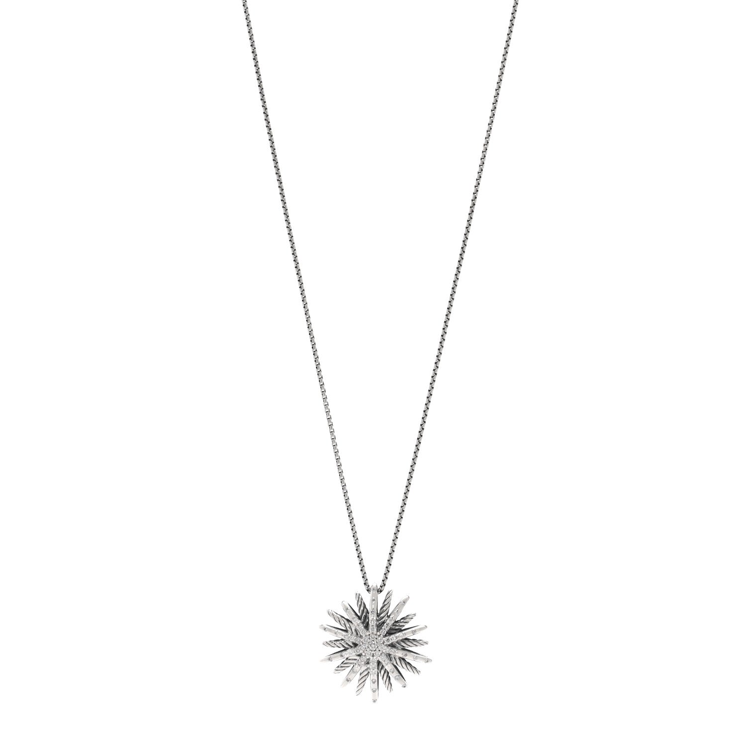 David Yurman Sterling Silver Diamond Medium Starburst Pendant Necklace 1 of 3