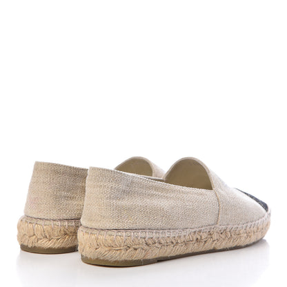 Chanel Toile Sequin CC Espadrilles 39 Beige Black 4 of 13