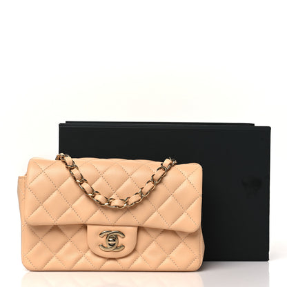 Chanel Lambskin Quilted Mini Rectangular Flap Beige 12 of 12