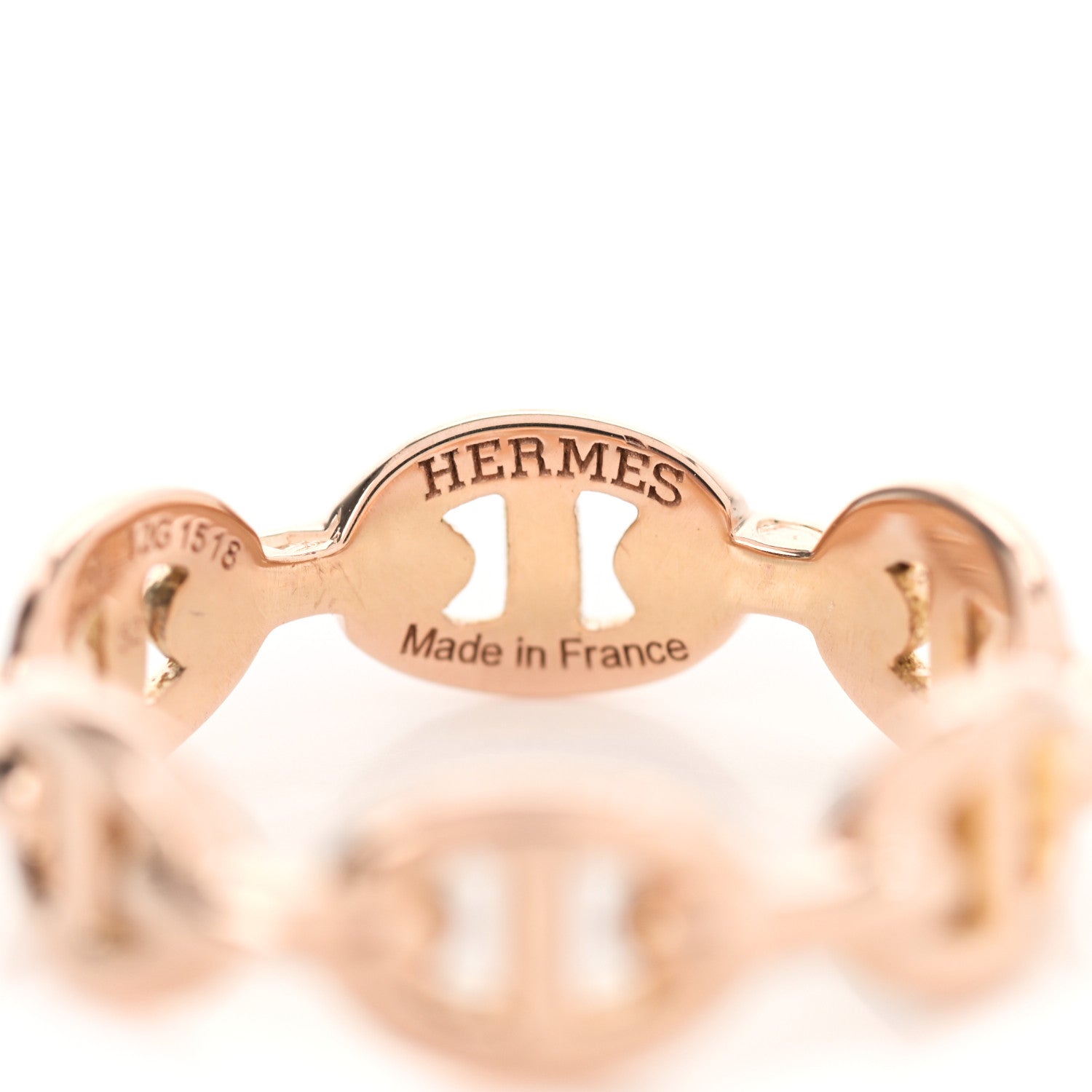 Hermes 18K Rose Gold PM Chaine D'Ancre Enchainee Ring 52 6 4 of 6