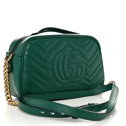 Gucci Calfskin Matelasse Small GG Marmont Chain Shoulder Bag Emerald Green 3 of 10
