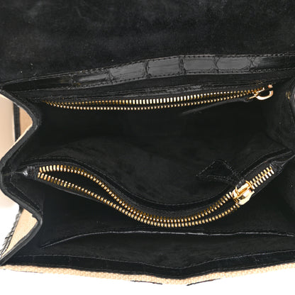 Nancy Gonzalez Crocodile Raffia Mini Lily Top Handle Bag Black 4 of 10