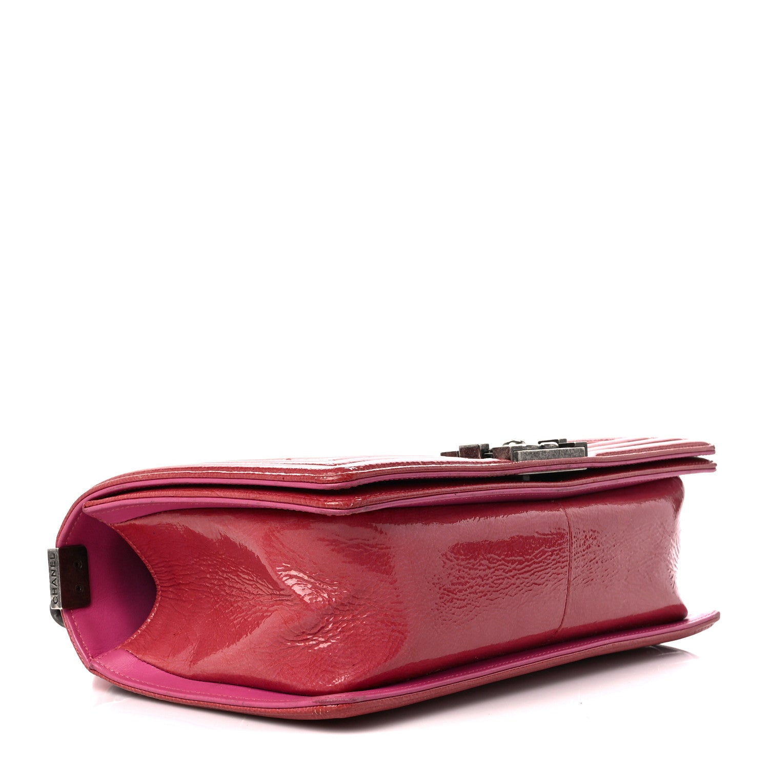 Chanel Distressed Patent Quilted Medium Boy Flap Pink Pink 4 of 10