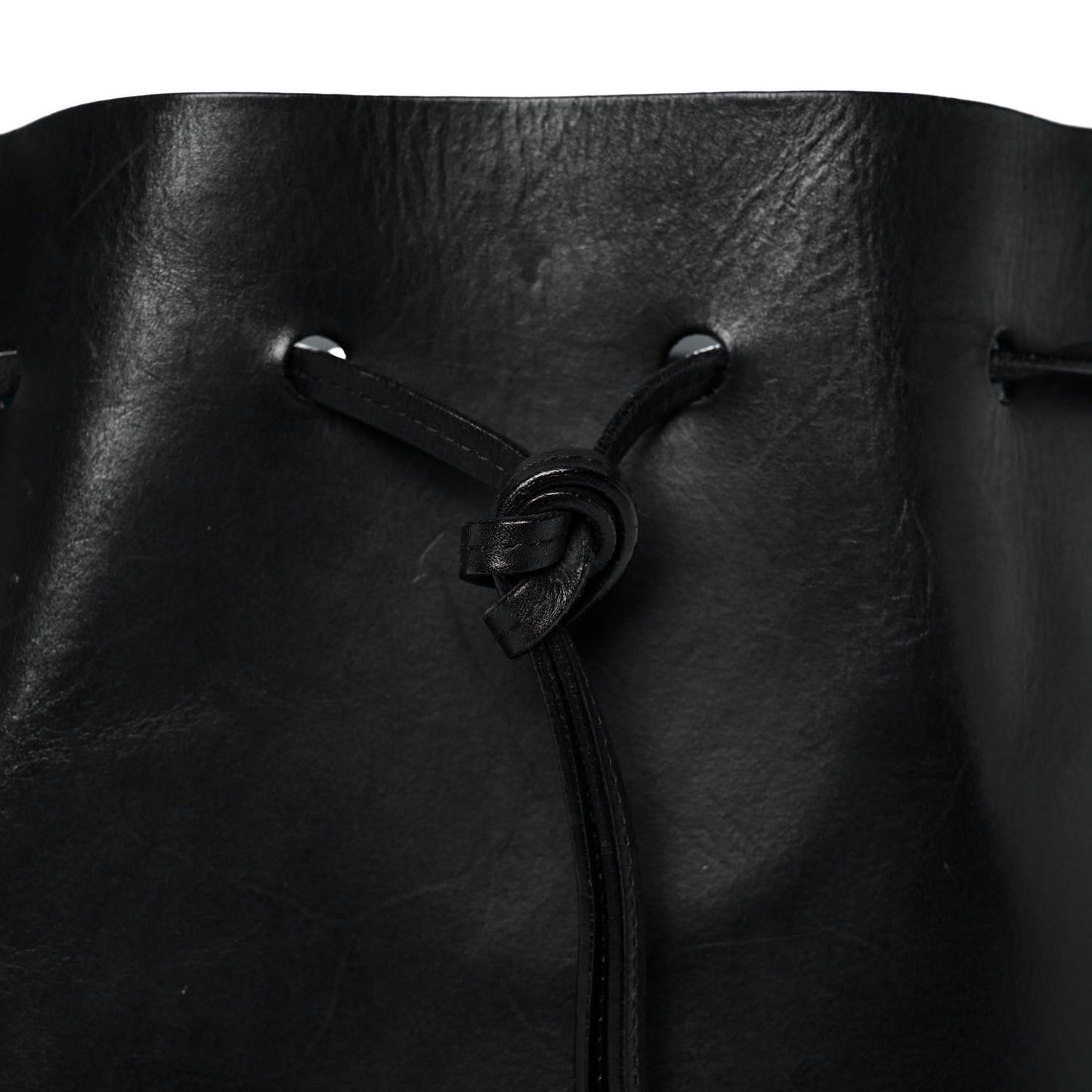 Vegetable Tanned Calfskin Bucket Bag Black Marina